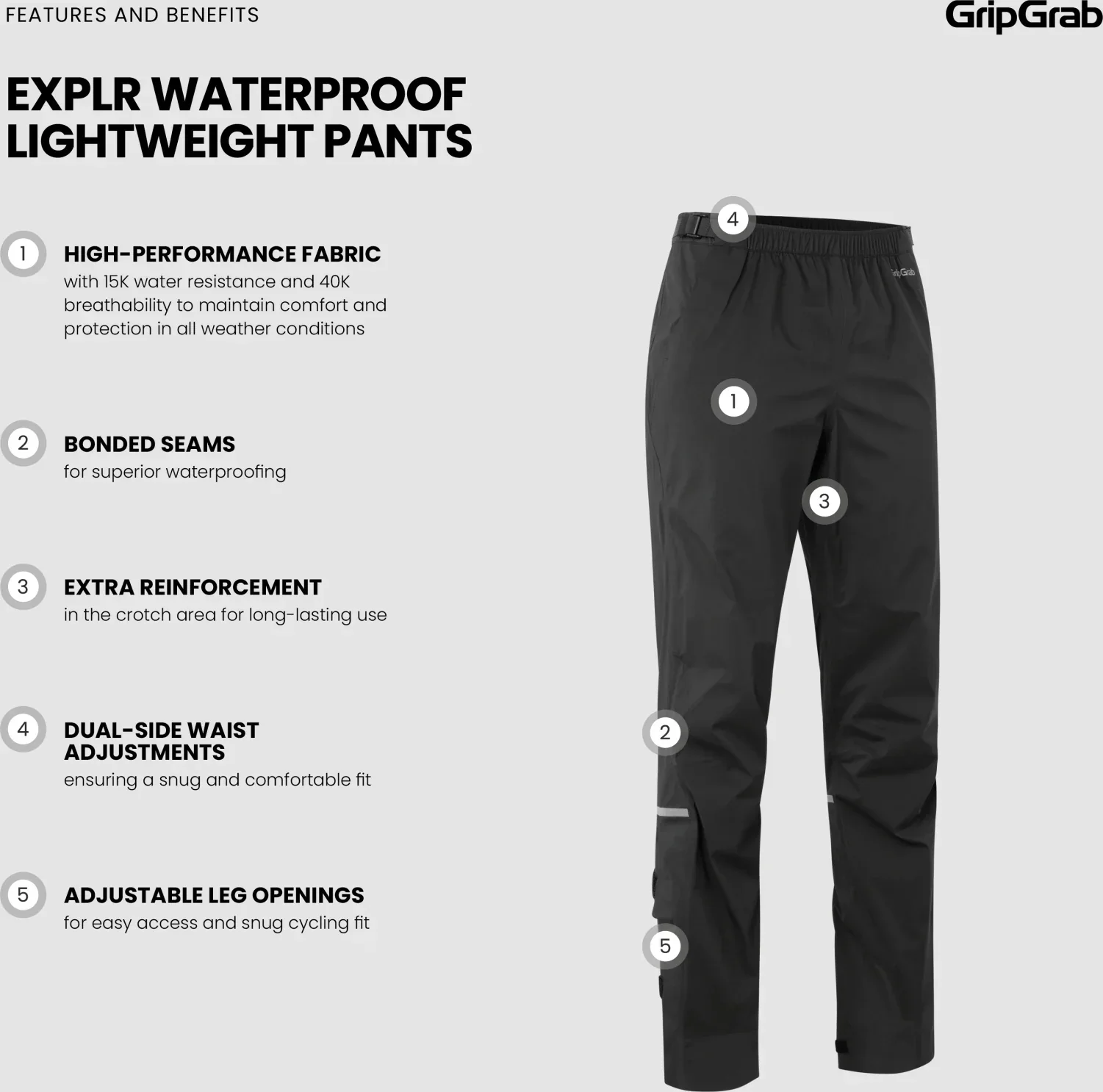 GripGrab EXPLR Waterproof Lightweight Pants - Image 7