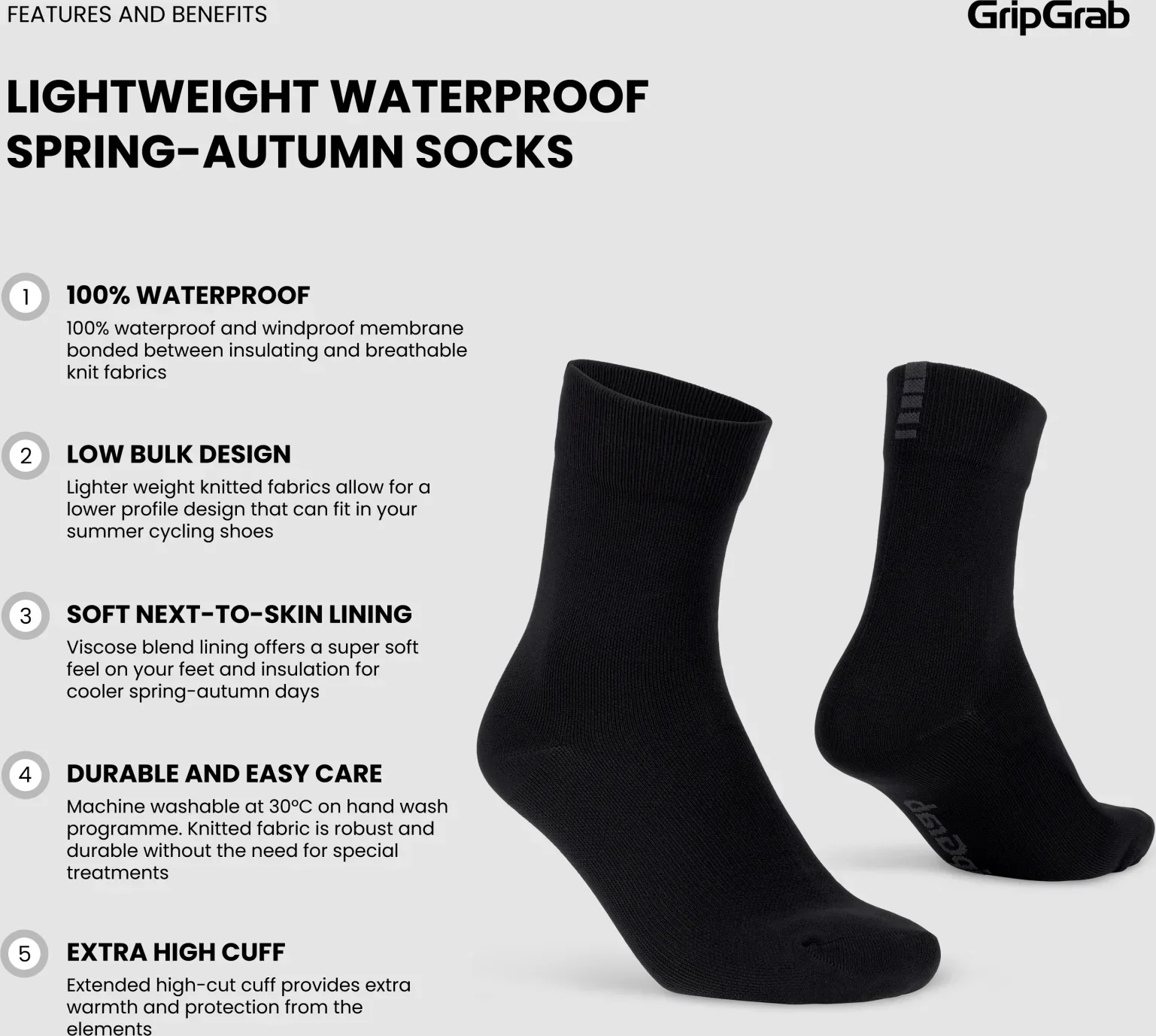 GripGrab Lightweight Waterproof Spring-Autumn Socks - Image 6
