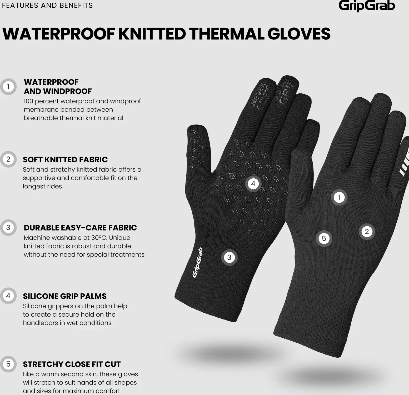 GripGrab Waterproof Knitted Winter Gloves - Image 7