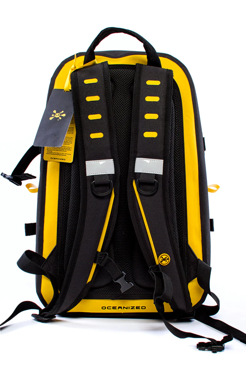 OCEANIZED Waterproof Backpack 25L black/yellow backpack - Image 3