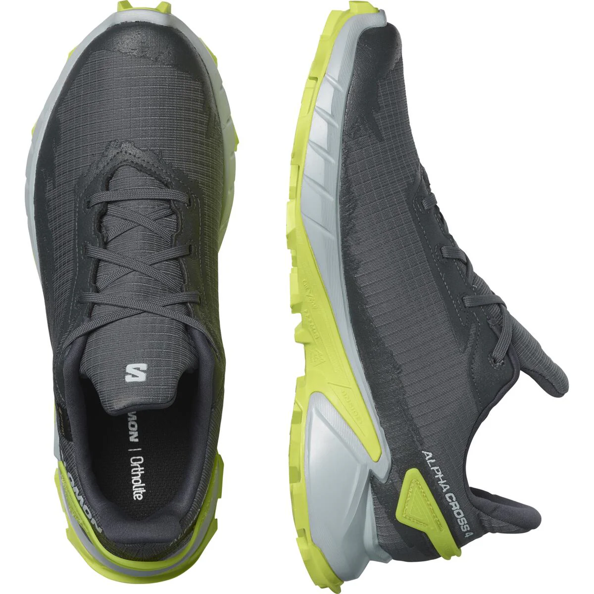 SALOMON Alphacross 4 GTX ebony/pearl blue/acid lime shoes - Image 3