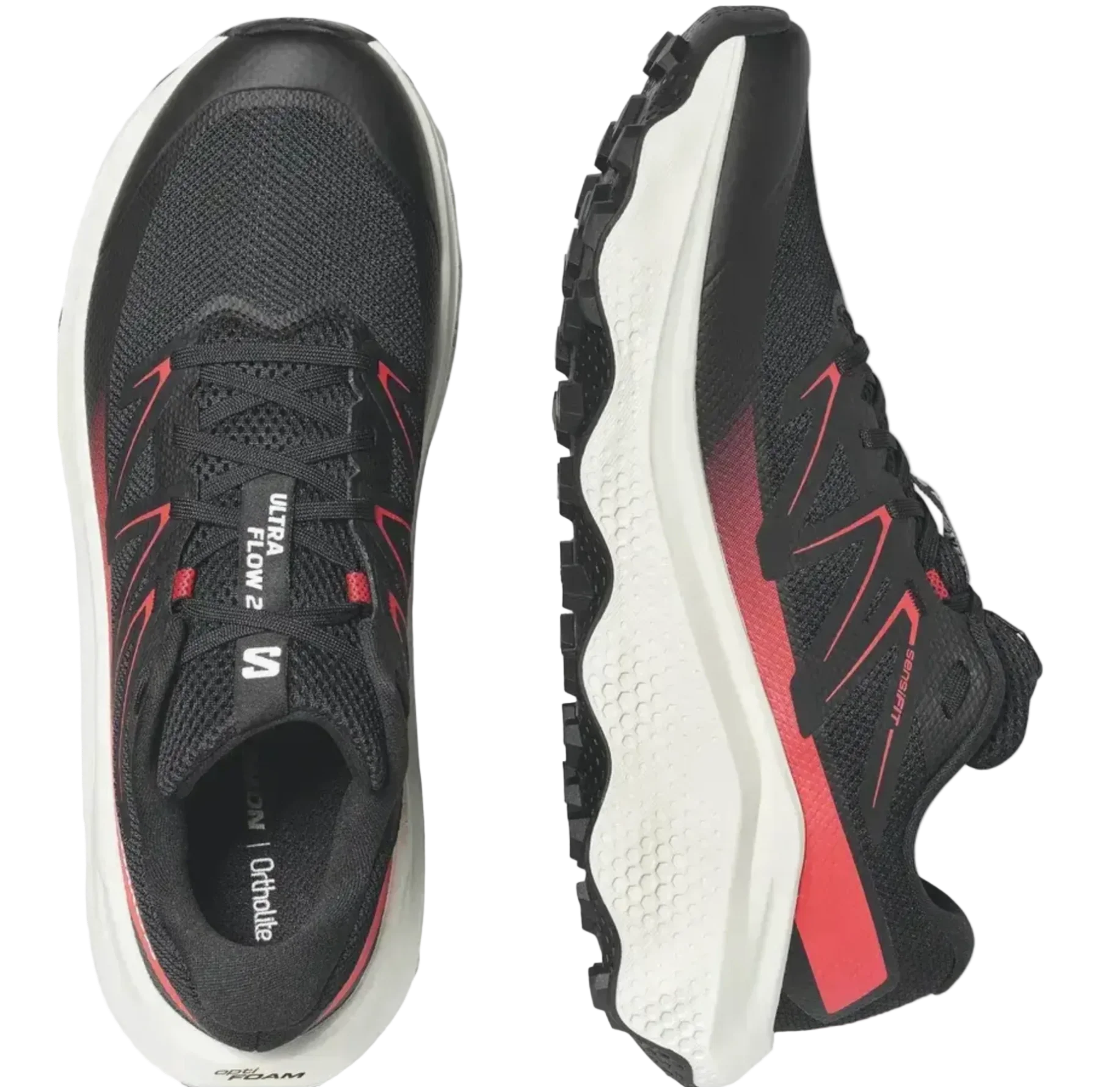 SALOMON Ultra Flow 2 black/vanilla ice/fiery red shoes - Image 2