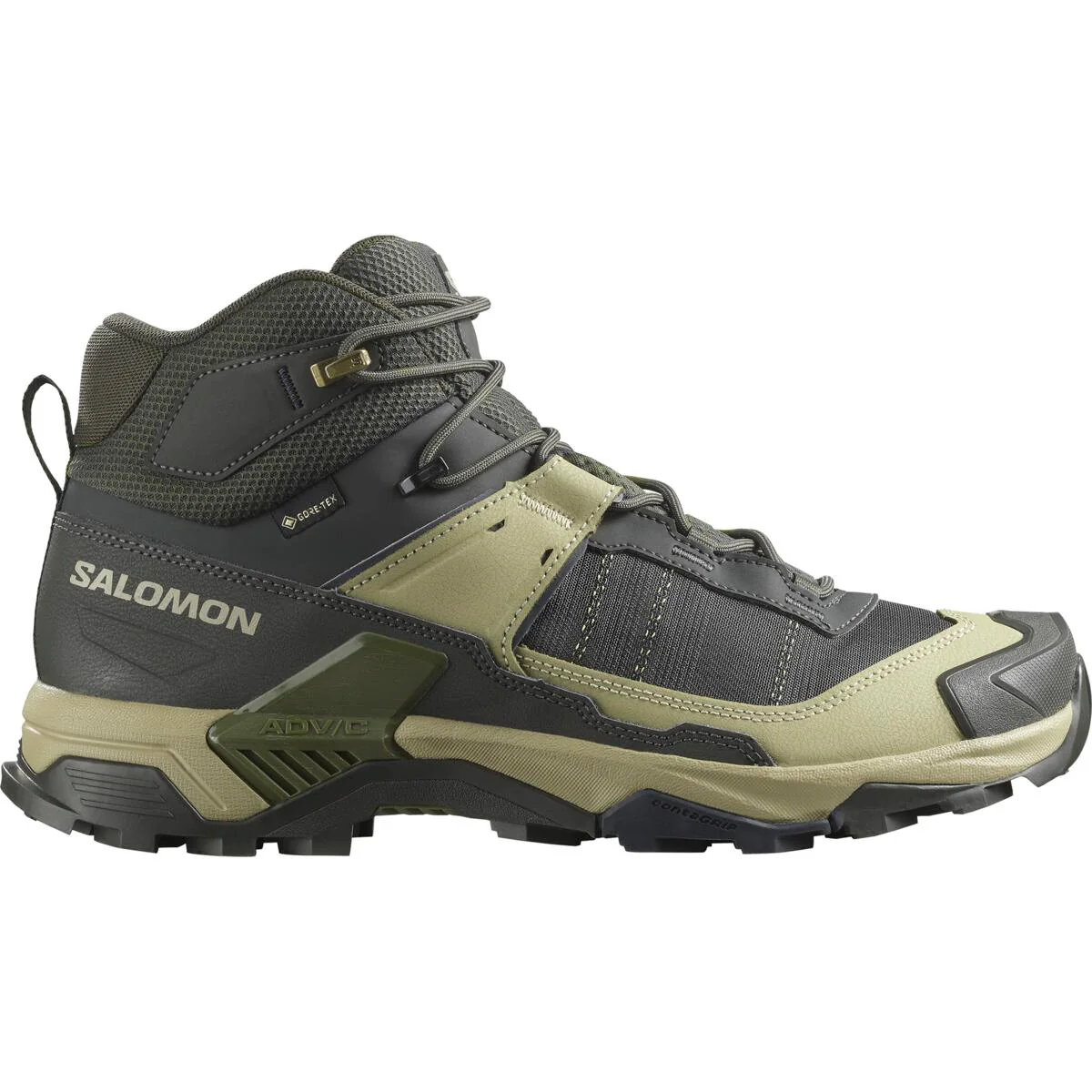 SALOMON X Ultra 5 Mid GTX peat/gray green/blue nights shoes - Image 2