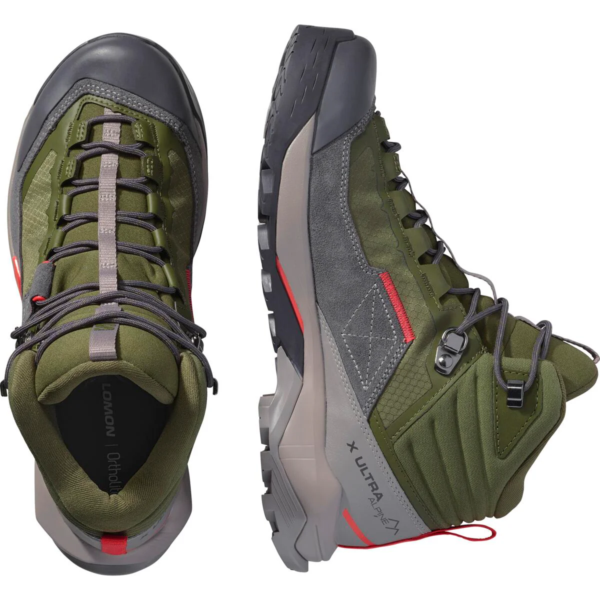 SALOMON X Ultra Alpine Mid GTX W olive night/nine iron/rouge red shoes - Image 3