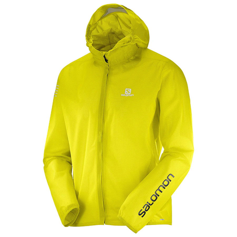 SALOMON Bonatti Race WP yellow hooded windbreaker