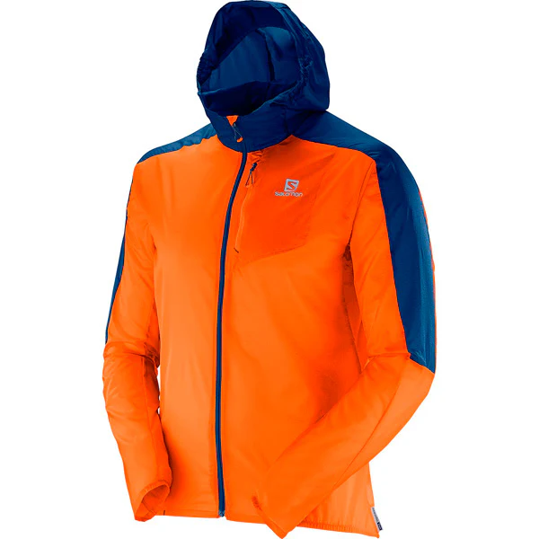 SALOMON Fast Wing Hoodie orange/blue windbreaker